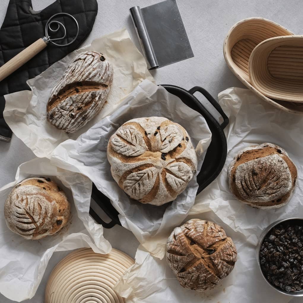 California Raisin Sourdough Country Beer Bread Baked In Cast Iron