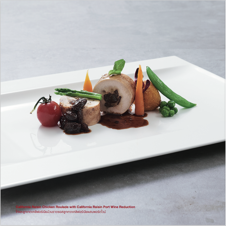 california raisin chicken roulade with california raisin port wine reduction