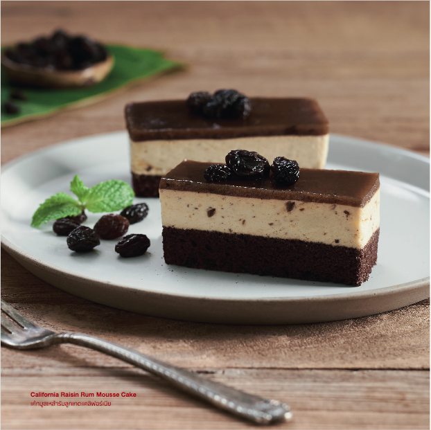 california raisin rum mousse cake