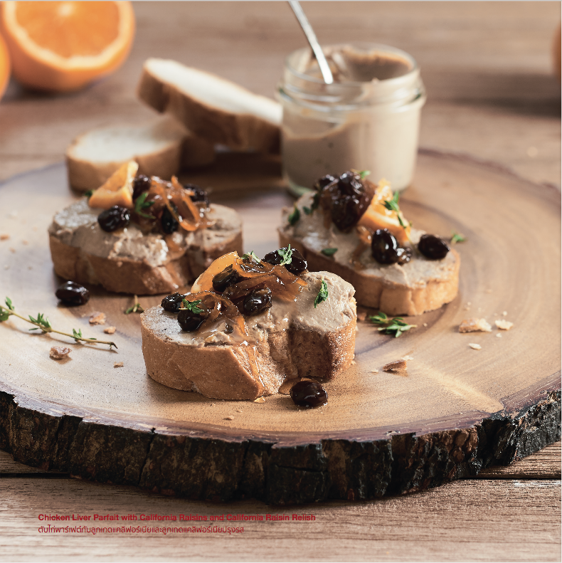 chicken liver parfait with california raisins and california raisin relish