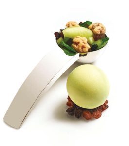 California Raisin Sphere with Cucumber and pear salad