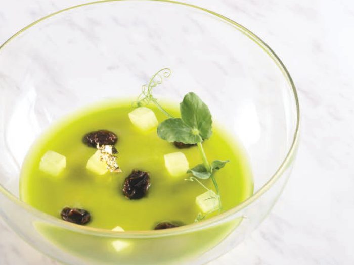 Yuzu Creméux, Apple Mint Jelly, Candied Cucumber & Poached California Raisins - California Raisins A